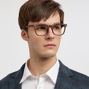 大号方形男款超轻TR90塑料眼镜架 亮点宽脸近视眼镜框架 黑色棕色