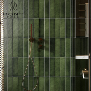 绿色长条复古卫生间瓷砖美式阳台厨房墙砖浴室厕所艺术砖餐厅吧台