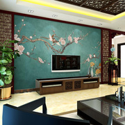 20243d新中式电视背景墙壁纸梅花古风大气壁布客厅影视墙壁画