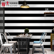 黑白色横竖条纹墙纸现代简约客厅卧室网吧网咖理发服装店背景壁纸