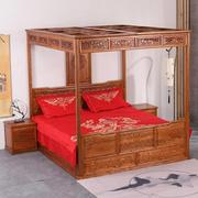 架子床实木新中式榆木千工拔步床家具，仿古宫廷代床双人婚床洞月床