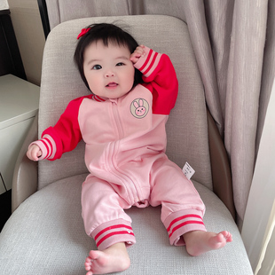 女婴儿连体衣服男宝宝，0网红3春夏装6个月1岁外套装婴幼儿外出抱衣