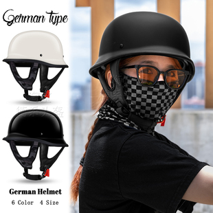 德国二战复古钢盔复古摩托车半盔头盔，适用于夏季骑行瓢盔电动机车