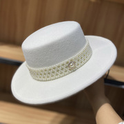 韩版帽子女春秋百搭时尚，珍珠毛呢渔夫帽，欧美街头复古网红女士礼帽