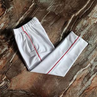 纯白色一条道正红色，细杠儿童男女中小学生加绒运动休闲校服裤子