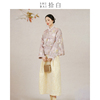 shibai拾白新中式外套女冬季改良唐装紫色水，貂毛加厚提花盘扣棉衣