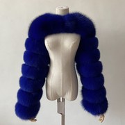 外贸欧美超短皮草披肩上衣外套女 fur crop shawl top coat women