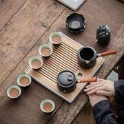陶瓷功夫茶具日式实木侧把茶壶过滤干泡茶盘家用会客厅泡茶小套装