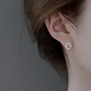 925纯银耳环女2024洋气，耳坠小众设计高级感方形独特耳饰