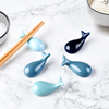 4个装高档日式创意可爱勺子架勺托鲸鱼陶瓷，筷架筷托筷枕家用餐具