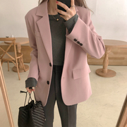 设计感小众西装外套女韩版2024春秋粉色高级感小个子西服欧货气质