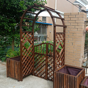 户外庭院碳化防腐实木，拱门花园门葡萄架半圆，网格拱形爬藤花架子