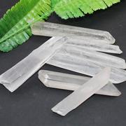 水晶碎石天然白水晶(白水晶，)原石摆件，六棱柱形六边形水晶柱矿石晶簇