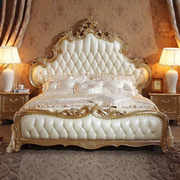 欧式床实木雕花真皮床，1.8米主卧双人床，加宽2米2.2米结婚床储