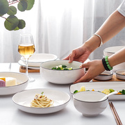 简欧碗碟套装家用4人碗盘碟组合骨瓷餐具创意西式陶瓷盘子碗送礼