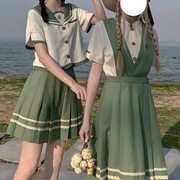 jk制服套装少女日系学院，风连衣裙初中高中学生中长款百褶裙两件套