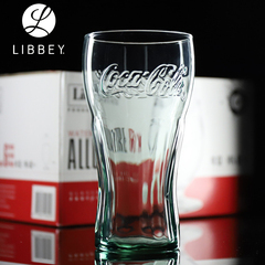 进口可乐杯子玻璃杯创意收腰啤酒杯透明水杯女绿色复古条纹饮料杯