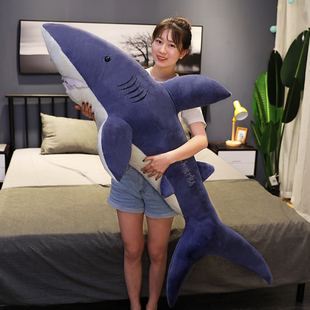 鲨鱼抱枕男生款睡觉专用大号玩偶抱睡公仔，布娃娃床上夹腿毛绒玩具