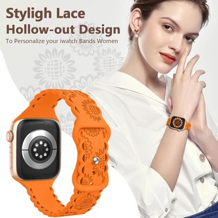 适用iwatch8表带向日葵applewatch9苹果S9手表S8花边S7复古7小众S6创意6代SE女款高级时尚腕带运动表带