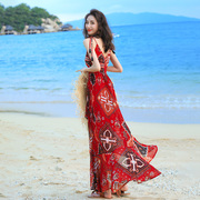 波西米亚长裙三亚海边度假沙滩裙超仙，泰国海滩拍照雪纺吊带连衣裙