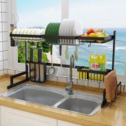 不锈钢水池上方碗筷沥水，架台面碗碟收纳架，多功能厨房水槽置物架