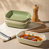 墨色双耳烤盘陶瓷烤碗芝士，焗饭盘子家用长方形，微波炉烤箱专用器皿