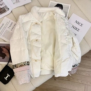 白色新中式国风羽绒服女冬季保暖短款高级感唐装盘扣刺绣棉服外套