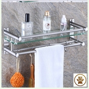 304不锈钢浴室毛巾架欧式玻璃置物架卫生间浴巾架洗手间卫浴挂件