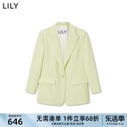 商场同款lily夏女装(夏女装，)时尚纯色，通勤一粒扣宽松西装外套