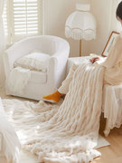 北欧轻奢大兔毛毛毯简约AB版玉狐绒毯子休闲毯沙发卧室盖毯午睡毯