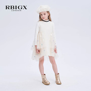 RBIGX瑞比克童装冬季拼爱心亮片网纱韩版可爱连衣裙公主裙