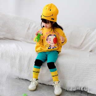 女童裤子韩系秋季洋气时髦童装，儿童撞色针织，打底裤宝宝长裤秋装潮