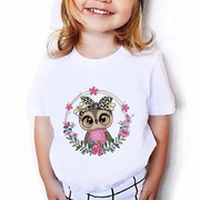 Owl T shirt Kids 时尚儿童猫头鹰T恤男童女童夏季白色打底体恤衫