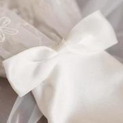 法式婚纱手套新娘结婚礼服配饰蕾丝珍珠舞台演出白色缎面赫本复%