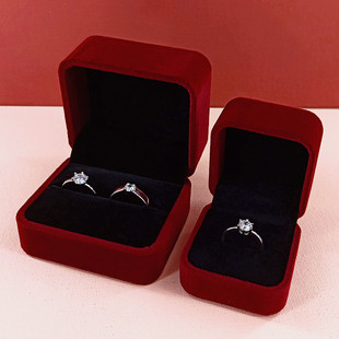 新年结婚绒布戒指盒求婚高档单个钻戒盒求婚礼交换道具对戒盒子盒