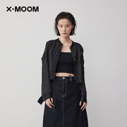 商场同款X--MOOM2024春季设计感小个子压褶拼接衬衫女