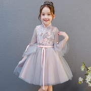 中国风宝宝女童婚纱蓬蓬，纱儿童生日，礼服公主裙花童裙子钢琴演出服