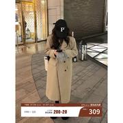 hhyii秋冬季外套女2023韩版复古高级感气质，中长款毛呢大衣女