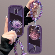 适用oppor17手机壳女士唯美超火高级感硅胶晶莹紫玫瑰花朵防摔全包保护套