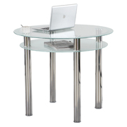 钢化玻璃餐桌椅组合家用双层玻璃桌子会客接待圆形桌2人吃饭园桌