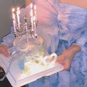 七夕唯美烛台蛋糕装饰摆件 520情侣告白浪漫氛围生日烘焙配件插件