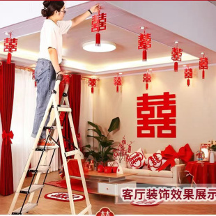 喜字灯笼壁挂婚房门口装饰走廊，挂饰结婚场景布置大红灯笼婚庆用品