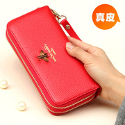 真皮大容量手拿包女韩版气质手机，包钱包(包钱包)卡包三合一双层拉链手抓包