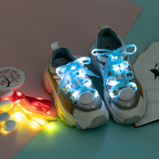 会发光的鞋带荧光夜光男，创意女道具，多色闪烁儿童纽扣电池多色可选
