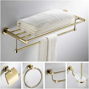 浴室置物架卫生间毛巾架浴巾架卫浴五金挂件全铜置物架毛巾杆套装
