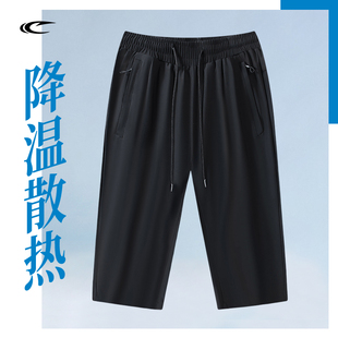 赛琪冰丝七分裤男2023夏季轻薄透气跑步短袖户外沙滩休闲运动裤子