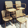 新中式中古椅ins网红索耐特包豪斯家具不锈钢，餐椅实木藤编椅子