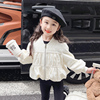 女童春秋外套韩版2024小童洋气，时髦夹克女宝宝，网红泡泡袖上衣