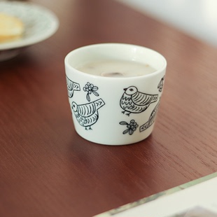日本进口UNICOM松尾美雪插画陶瓷茶杯水杯猪口杯牛奶杯设计师茶具