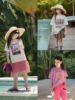 史豌豆(史豌豆)女童夏装2024儿童，可爱卡通印花短袖，t恤宝宝洋气上衣潮